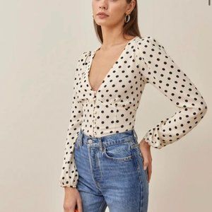 Reformation Nell Top - size small - black and white polka dot